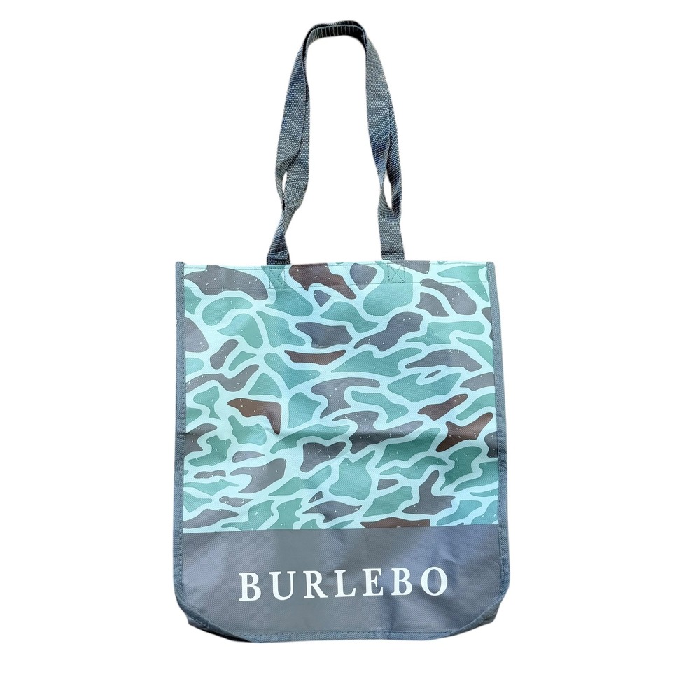 Burlebo Reusable Tote Bag Retro Camo Teal Blue Grey Shopping Beach Carryall